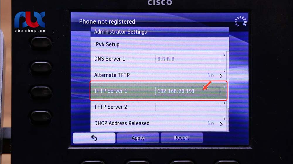 تنظیمات تلفن TFTP سرور