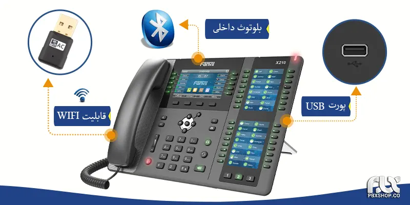 قابلیت بلوتوث و وای فای تلفن ویپ فنویل X210