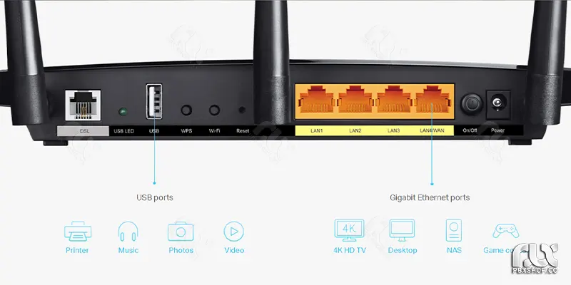 مودم روتر تی پی لینک مدل Archer VR400 دارای 4 پورت شبکه