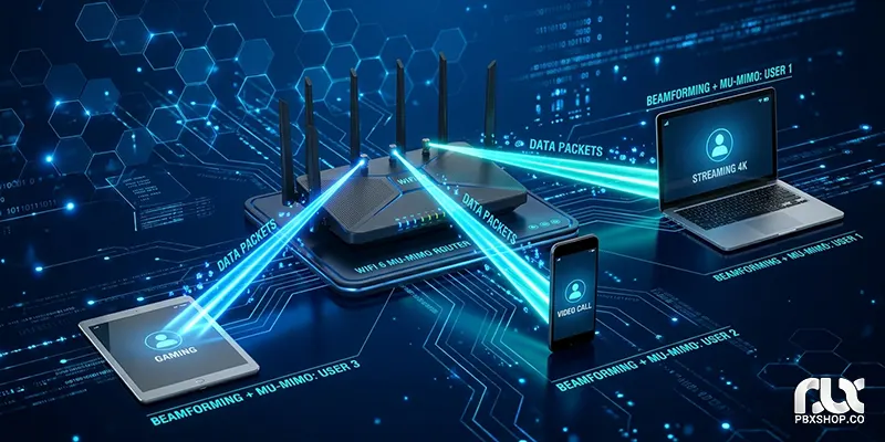 استفاده همزمان فناوری Beamforming و MU-MIMO در روترها و اکسس پوینت های مدرن
